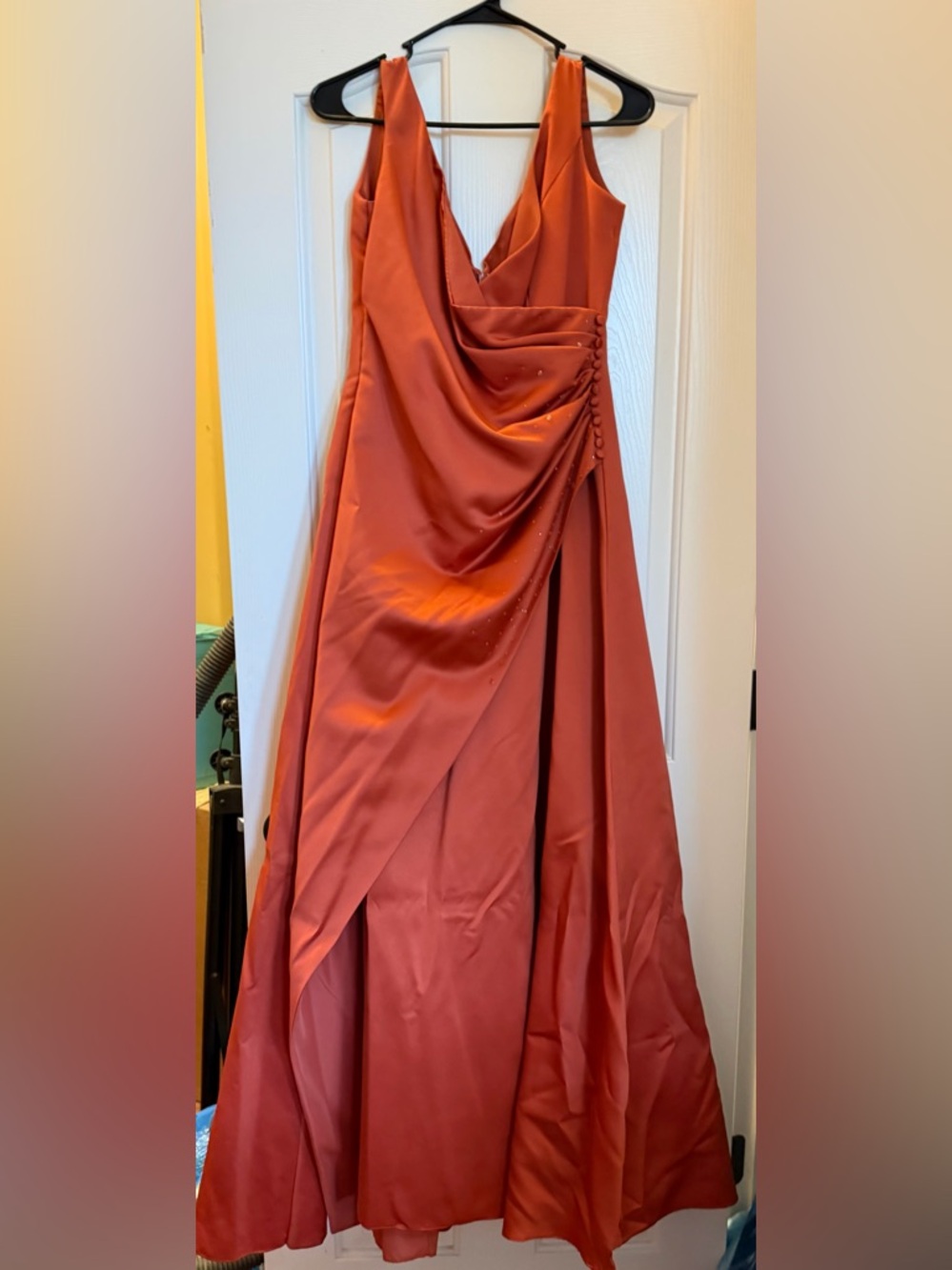 Alfred Angelo Rust Satin Draped Gown